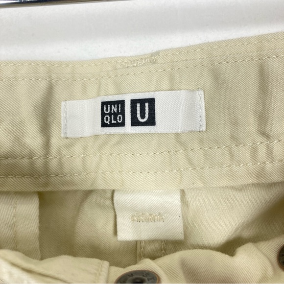 Uniqlo U Cream Beige Flat Front Pockets 100% Cotton Pants Women’s US 10 - Picture 3 of 16